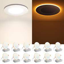 Photo 1 of Amico 12 Pack 4 Inch 5CCT LED Recessed Ceiling Light with Night Light, 2700K/3000K/3500K/4000K/5000K Selectable Ultra-Thin Recessed Lighting, 10W=90W, 700LM, Dimmable Canless Wafer Downlight - ETL&FCC