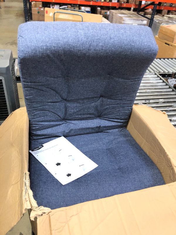 Photo 2 of Amazon Basics Swivel Foam Lounge Chair - with Headrest, Adjustable, Denim (26.3D x 23.5W x 13.7H in) Chair with headrest Blue