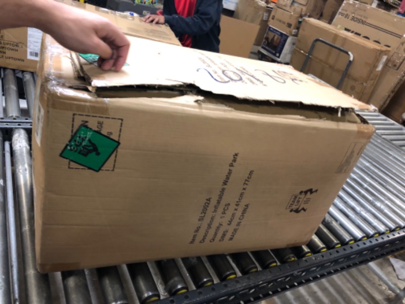 Photo 1 of WELLFUNTIME Inflatable Water Slide Park with Blower, Bouncy Castle with Slides Rock Climbing Area Wading Ball Pool Tunnel Trampoline Whack a Mole Game