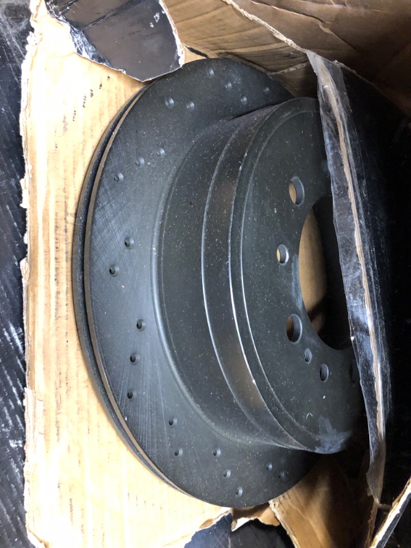 Photo 4 of 4PC Dynamic Friction 633-76137L - Drilled and Slotted Black Zinc Brake Rotor
