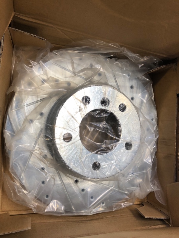 Photo 3 of 4PC; Drilled and Slotted Silver Zinc Brake Rotor 631-31089R