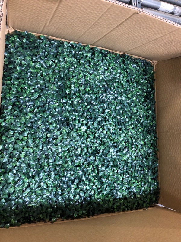 Photo 2 of Artificial Boxwood Panels,12Pcs 20" x 20" Grass Wall Panels, Artificial Boxwood Hedges Panels, UV Protection Privacy Hedge Screen, for Gardens, Fences, backyards Privacy Screen and Indoor Wall Decor 20"*20"-12PCS