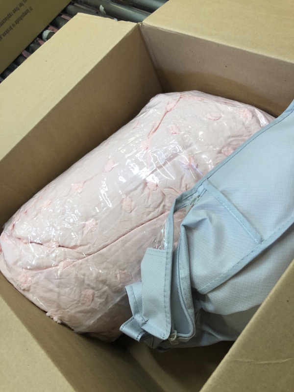 Photo 1 of 6 Pieces Tufted Dots Bed in a Bag Twin Comforter Set Girls Pink , Soft and Embroidery Shabby Chic Boho Bohemian Comforters, Luxury Solid Color with Pom Pom Design, Jacquard Tufts Bedding Set for Kids Pink Twin-6 Pieces