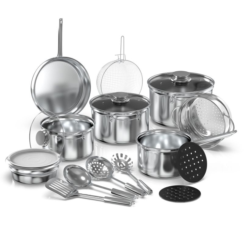 Photo 1 of 18-Piece Stainless Steel Kitchen Cookware Set Saucepan Casseroles Frypan Steamer
OPEN BOX ITEM 