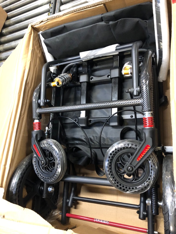 Photo 1 of COYE Wheelchair, 16.5” Seat Width Portable Folding Wheelchair, with Handbrake, Safety Belt, Ultralight Transport Wheelchair for Adults Elderly and Children Ultra shock absorption-12in rear wheel