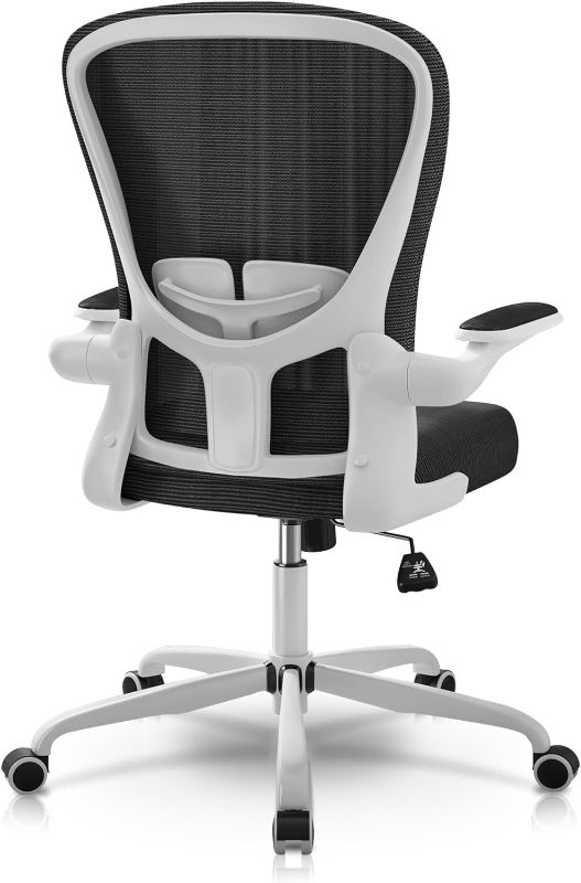 Photo 1 of FFIJJ Office Chair,Ergonomic Office Chair,Breathable Mesh Desk Chair, Lumbar Support Computer Chair with Flip-up Armrests, Executive Rolling Swivel Task Chair,Home Office Desk Chair (White)
