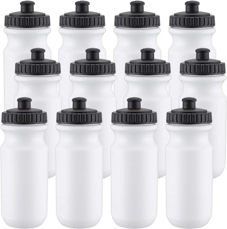Photo 1 of 6 Pack Sports Squeeze Water Bottles 20 oz Sports Water Bottles with Easy Open Push/ Pull Cap Leak Proof BPA Free Plastic Water Bottles for Bike Cycling Fitness Yoga Camping Workout Outdoor (White)
