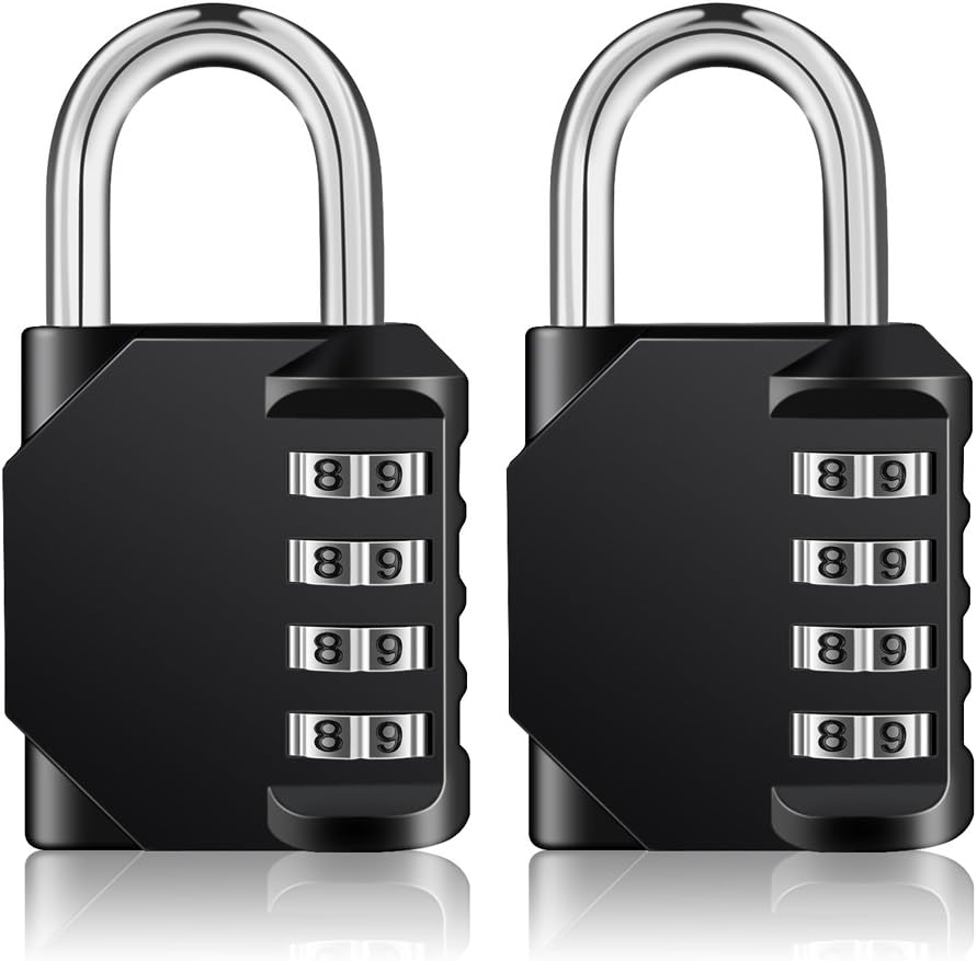 Photo 1 of ZHEGE Combination Lock Outdoor 2 Pack, 4 Digit Resettable Weatherproof Combination Padlock for Gym, School, Gates, Doors, Hasps Storage (Black, 2Pack)
