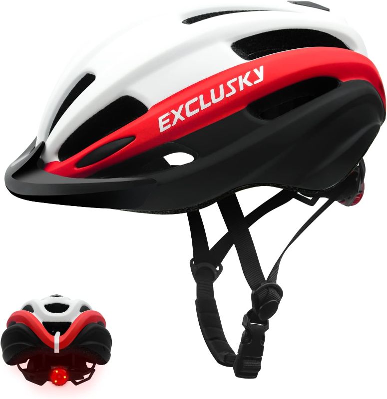 Photo 1 of Bike Helmet, Exclusky Bicycle Helmet with LED Rear Light Bicycle Helmet for Men Women Cycle Helmet Mountain Biking Helmet with Detachable Visor,Mountain Cycling Helmet Adjustable Size
