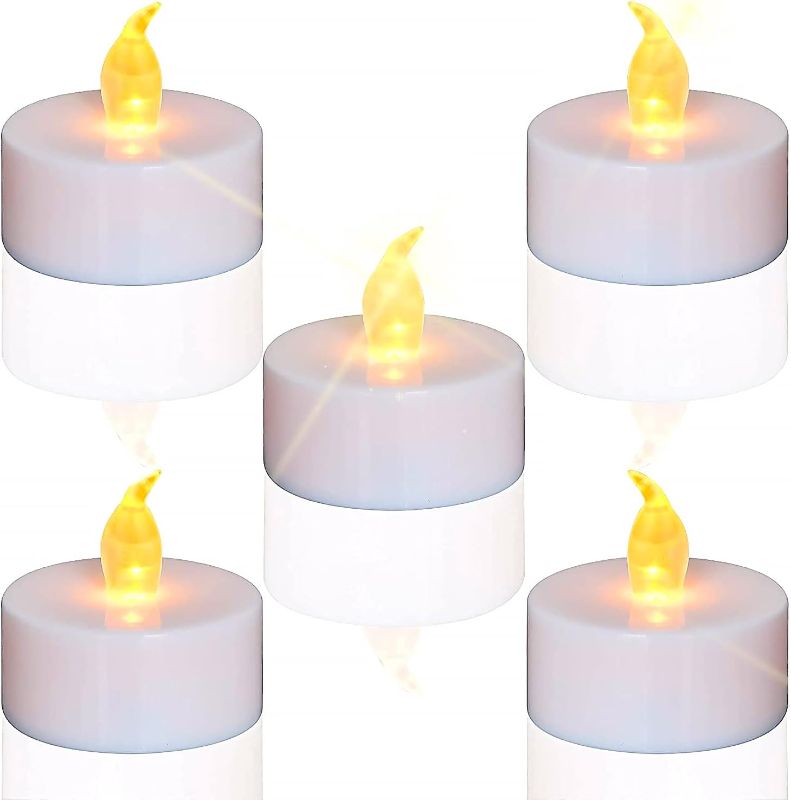 Photo 1 of Tea Lights Candles Pack of 50: Warm Yellow Battery Flickering 200 Hours LED Electric Votive Battery Operated - 500 pcs Petal Small Electronic Power Romantic Gift Bulk Halloween Christmas
