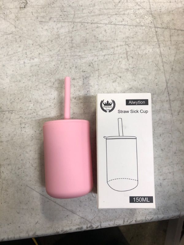 Photo 1 of Alwytlon Toddler Straw Cup, Food Grade Silicone Sprill Proof Training Cup for Baby, Silicone Transition Cups - Baby/Toddler Cups With Straws & Lids, 6 oz (Pink)
