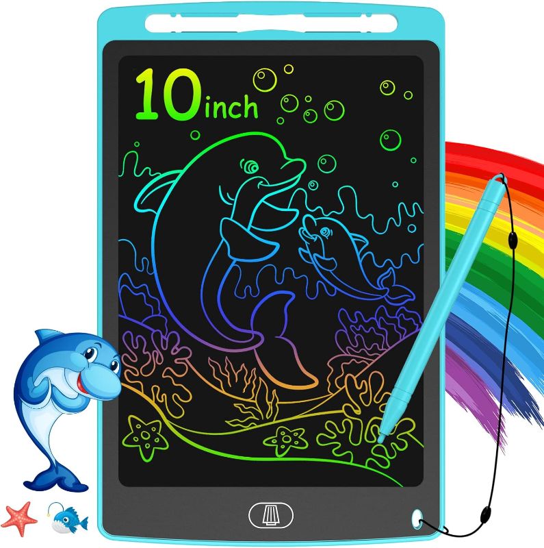 Photo 1 of LCD Writing Tablet for Kids, 10 Inch Colorful Doodle Board Drawing Tablet, Electronic Erasable Drawing Pads, Toddler Educational Toys Birthday Gifts for 3 4 5 6 7 8 Year Old Girls Boys (Blue)
