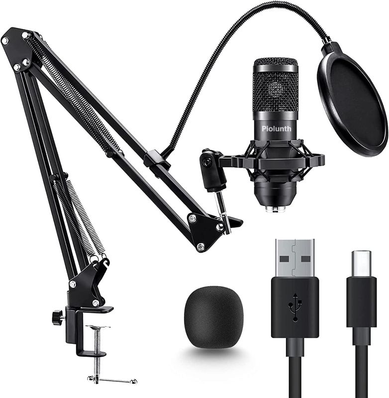 Photo 1 of USB Microphone, Professional 192kHz/24Bit Plug & Play PC Computer Condenser Cardioid Mic Kit with Sound Advanced Chipset, for Streaming, Podcast, Studio Recording and Games
