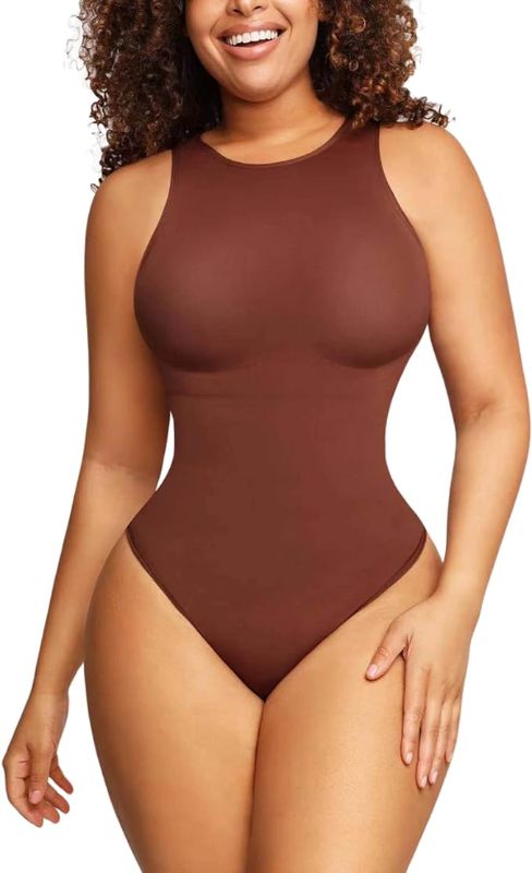 Photo 1 of Bodysuit for Women Tummy Control - Shapewear Racerback Top Clothing Seamless Body Sculpting Shaper High Neck -- Size M/L
