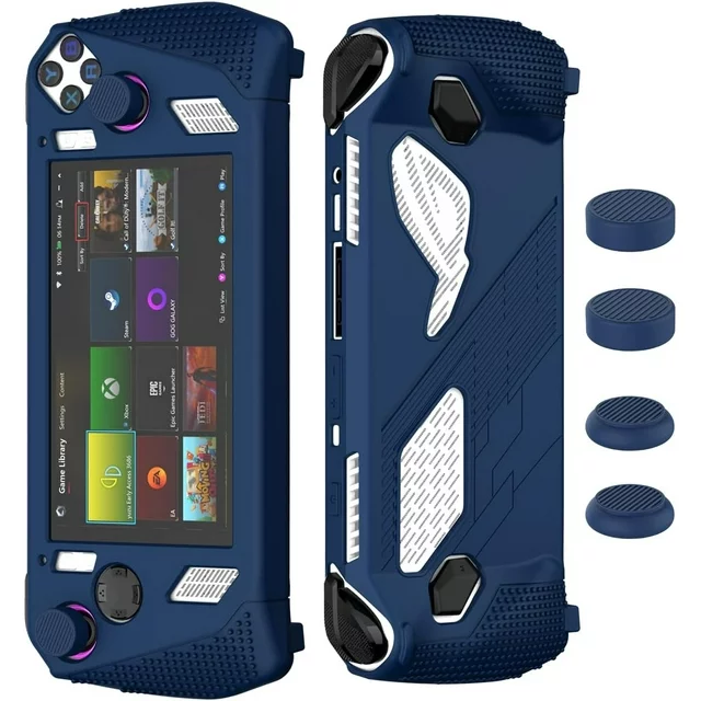 Photo 1 of Silicone Case for ASUS Rog Ally Gaming Handheld Accessories Protector, Shock-Absorption and Anti-Scratch Protective Cover with 2 Pair Thumb Grips

