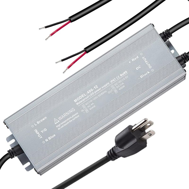 Photo 1 of 400 Watts Led Driver,110-120V AC to 12V DC Transformer,IP67 Outdoor Waterproof Lighting Transformer,Power Supply Driver for Landscape Light,Garden Light,Pool Light,Strip Light
