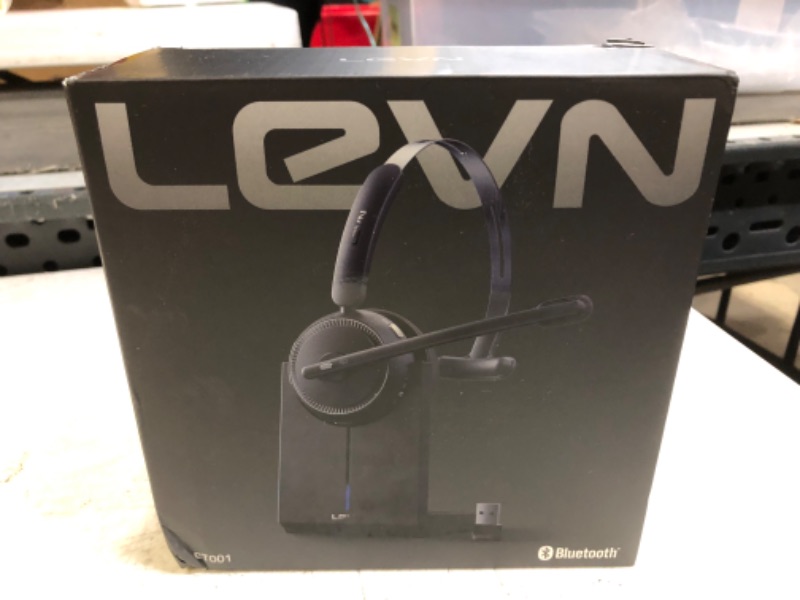 Photo 2 of LEVN Wireless Headset, Bluetooth Headset with Noise Canceling Microphone & Charging Base, 65 Hrs Working Time 2.4G Wireless Headset with Microphone for PC/Laptop/Computer/Remote Work/Call Center/Zoom
