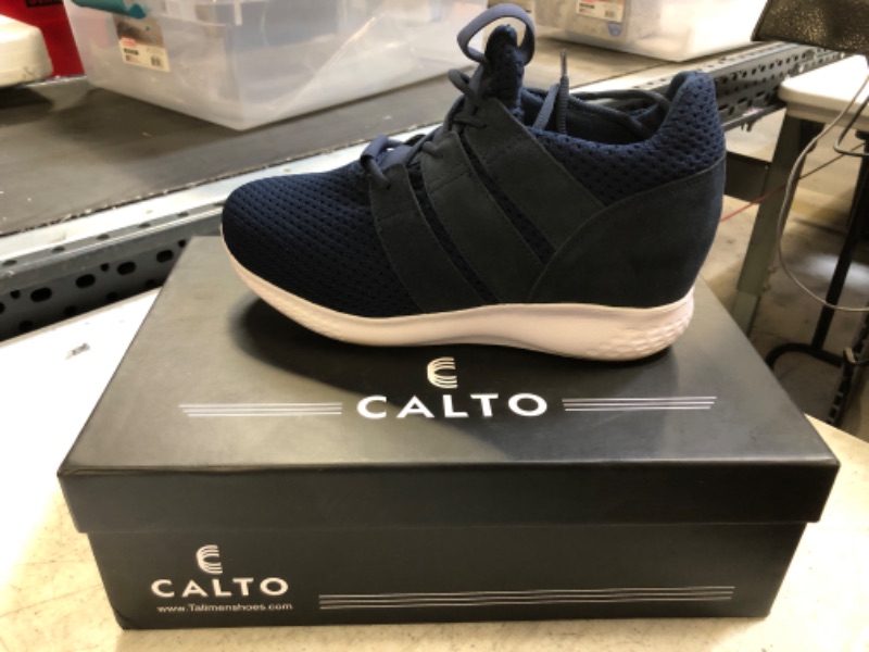 Photo 2 of CALTO Men's Invisible Height Increasing Elevator Shoes - Black Mesh Super Lightweight Lace-up Sporty Trainer Sneakers - 3 Inches Taller -- Size 7
