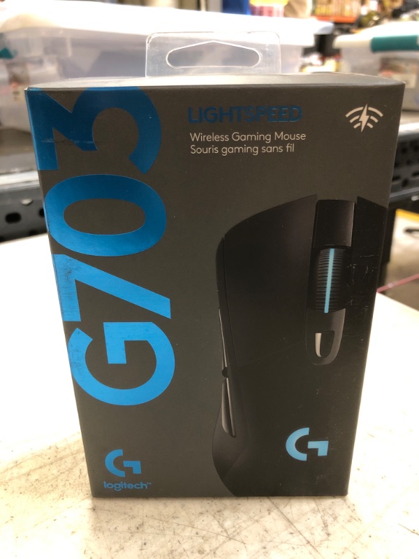 Photo 2 of Logitech G703 Lightspeed Wireless Gaming Mouse W/Hero 25K Sensor, PowerPlay Compatible, Lightsync RGB, Lightweight 95G+10G Optional, 100-25, 600 DPI, Rubber Side Grips - Black
