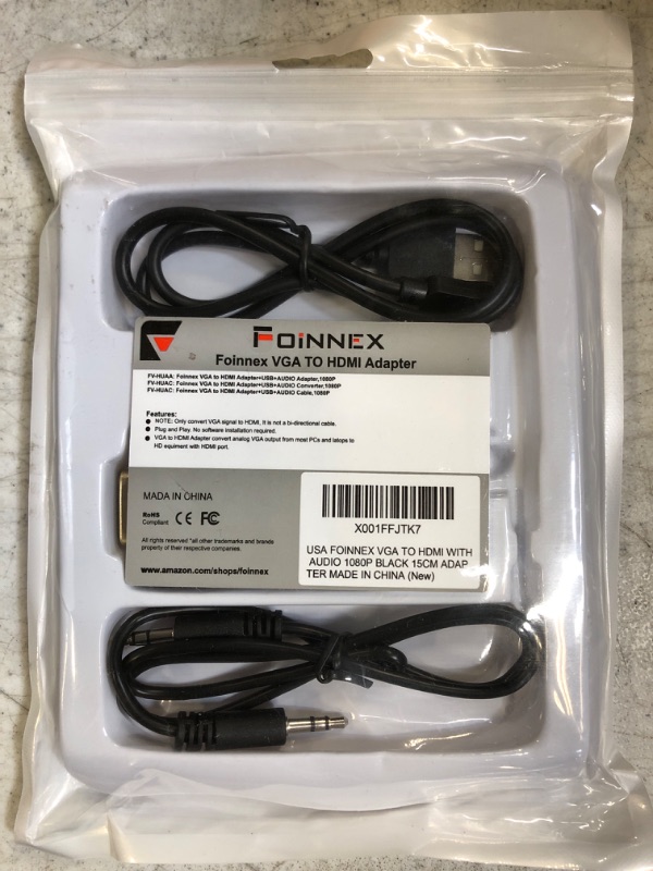 Photo 2 of FOINNEX VGA to HDMI Adapter Converter with Audio,(PC VGA Source Output to TV/Monitor with HDMI Connector), Active Male VGA in Female HDMI 1080p Video Dongle adaptador for Computer,Laptop,Projector VGA to HDMI Converter