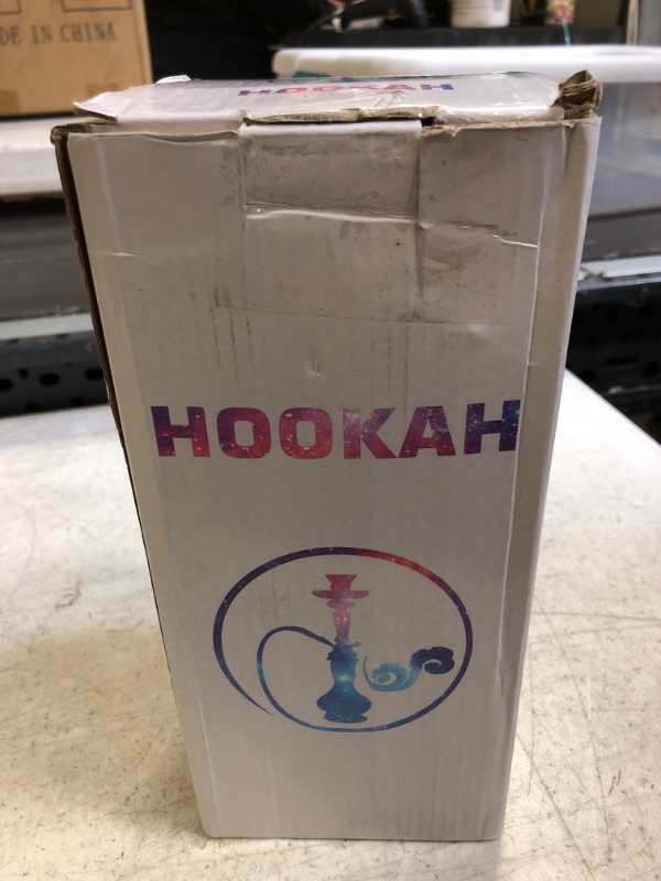 Photo 1 of 2 Hose Hookah Set - 11"Small Shisha Hookah Set with Glass Vase, Ceramic Bowl, Leather Hose, Coal Tongs Ashtray,Hookah Foil and 20 Hookah Tips (Red)