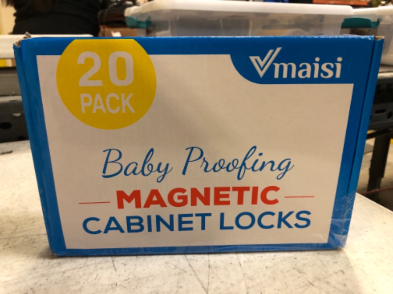 Photo 2 of 20 Pack Magnetic Cabinet Locks Baby Proofing - Vmaisi Children Proof Cupboard Drawers Latches - Adhesive Easy Installation Standard 20.0