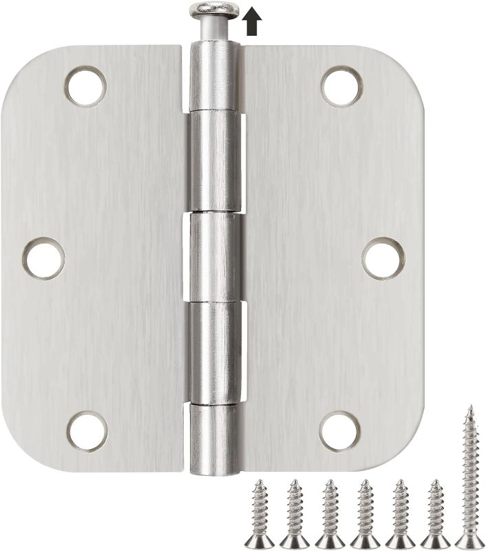 Photo 1 of 18 Pack Nickel Door Hinges Brushed Nickel 3 1/2 Interior Door Hinges Satin Nickel 3.5 Inch with 5/8” Radius Corners 3 ½"x 3 ½" Silver Hardware Controls
