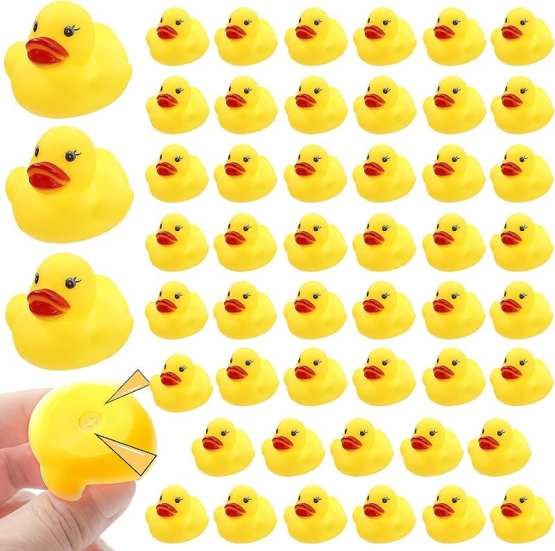 Photo 1 of 50-Pieces Float & Squeak Mini Rubber Duck Baby Bath Ducky Sound Shower Toys for Kids
