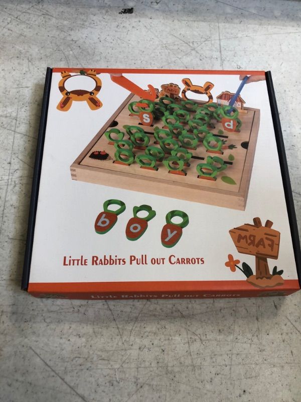 Photo 1 of Montessori Toys for 3 Year Old, Carrot Harvest Game Wooden Toy, Fine Motor Toys, Alphabet & Number Learning Educational Toys, Gifts for 3 4 5 6 Year Old Boys Girls Kids
