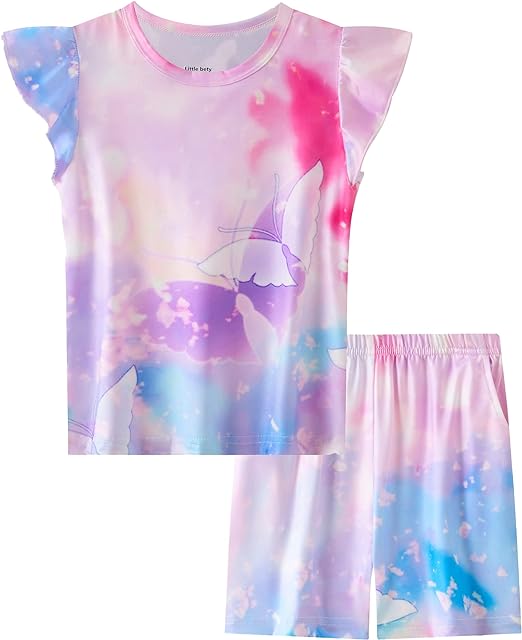 Photo 1 of Little bety Tie Dye Pajamas Set Girls Short Soft Pajamas Toddler Pjs Summer Kids Sleepwear 14 
