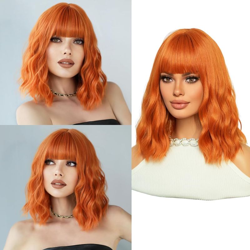 Photo 1 of 7JHH WIGS Long Wavy Costume Wigs Cosplay Mermaid wig for Women Halloween Party Used High Temperature Heat Resistant Fiber Natural Hairline Cos I Love Lucy Wig (14in, Orange Wigs)
