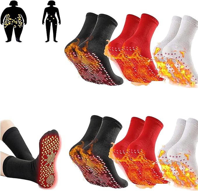 Photo 1 of 6 Pair Tourmaline Acupressure Self-Heating Socks, AFIZ Tourmaline SLI_mming Health Sock, VeinesHeal Hyperthermia Socks, Magnetic Self-Heating Socks, Foot Massage Thermotherapeutic Sock for Men Women
