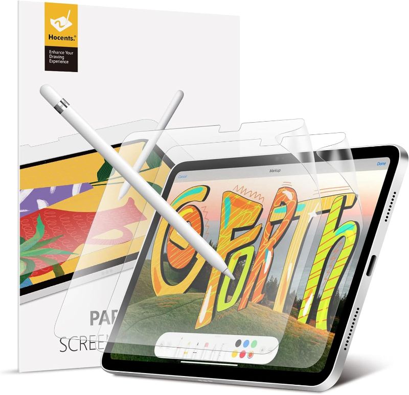 Photo 1 of Hocents. [2 Pack] Paperfeel Screen Protector Compatible with iPad 10th Generation (10.9 Inch, 2022) [EZ Kit] [Matte PET Film for Drawing] [Anti-Glare] [Compatible with Apple Pencil]
