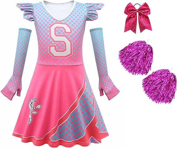 Photo 1 of NUVEDO Zombies Costumes Girls Cheerleader Outfits with Hair Bow Pom Pom 6-7
