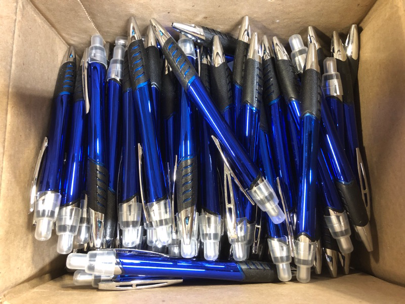 Photo 1 of 120 Pack Blue Pens Fine Point, No Smear Ink Pens for Left Hand, Click Pens Bulk, Retractable Rollerball Pens for Smooth Writing, 0.5MM, Navy Blue Ink