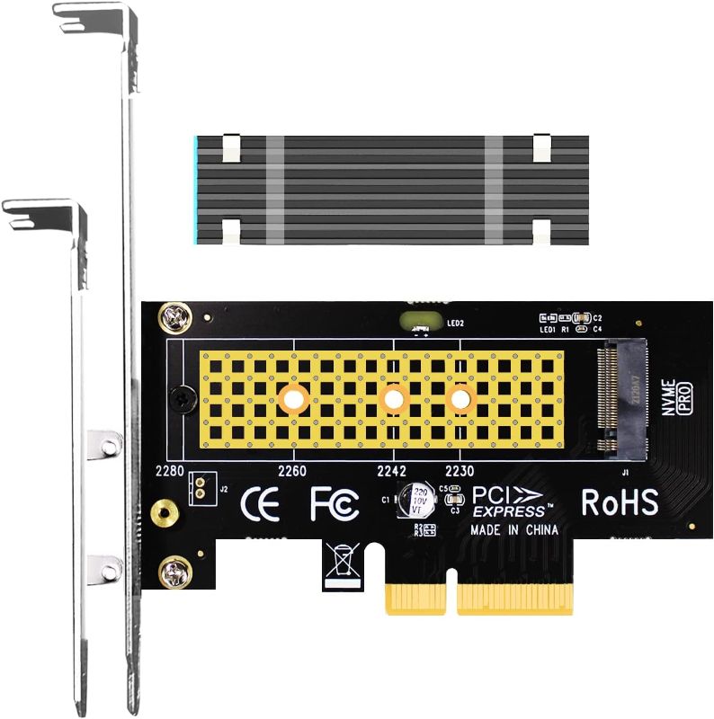 Photo 1 of GLOTRENDS M.2 PCIe NVMe 4.0/3.0 Adapter with 0.12 Inch Thick M.2 Heatsink for M.2 PCIe SSD (NVMe and AHCI), PCIE 3.0X 4 Full Speed, Desktop PC Installation (PA09-HS)
