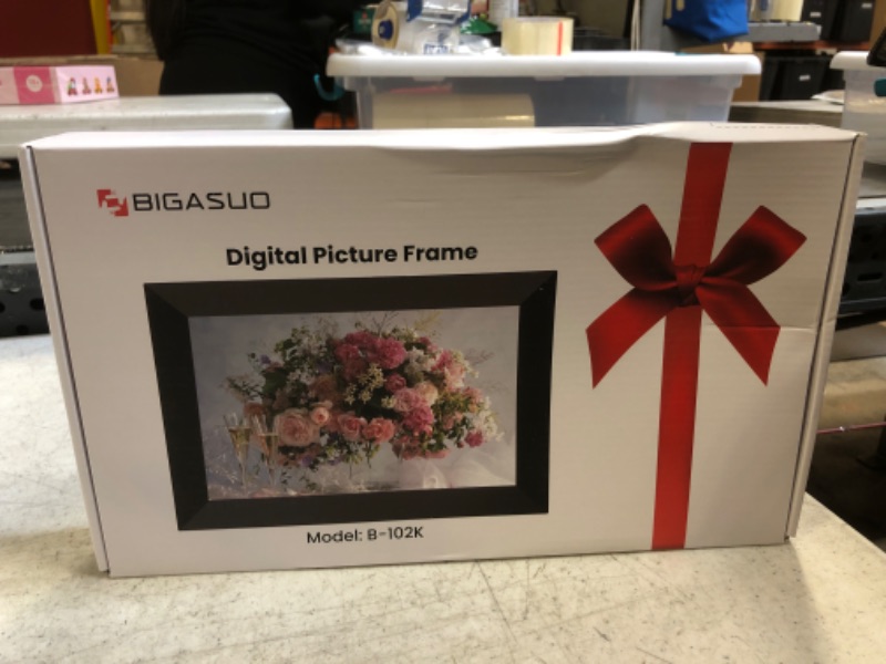Photo 1 of BIGASUO 10.1 Inch WiFi Digital Picture Frame, IPS HD Touch Screen Cloud Smart Photo Frames with Built-in 16GB Memory, Wall Mountable, Auto-Rotate, Share Photos Instantly from Anywhere-Great Gift
