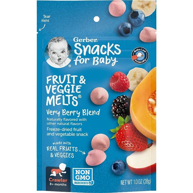 Photo 1 of 2 PACK- Gerber Snacks for Baby Fruit & Veggie Melts, 1 Oz- BEST BY- 03/05/2024

