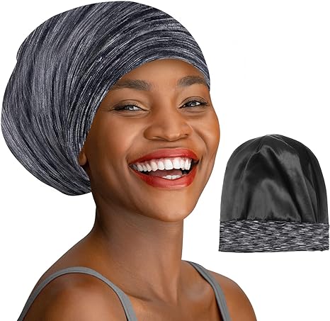 Photo 1 of iCooBreeze Mulberry Silk Lined Sleep Cap Bonnet for Curly Hair, Stay On Hair Wrap, Adjustable Strap for Women Men
