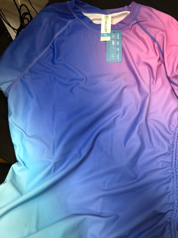 Photo 1 of Halcurt Women's Adjustable Drawstring Rash Guard Top Short Sleeve UPF 50 Swim Shirt XL
