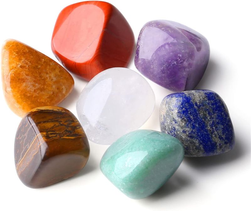 Photo 1 of 7 Chakra Tumbled Polished Natural Healing Crystals Stones Bulk Stones Crystal for Energy Reiki Tumbling Cabbing Balancing Decoration Gemstones Crystal Healing Meditation Therapy Gift 100g
