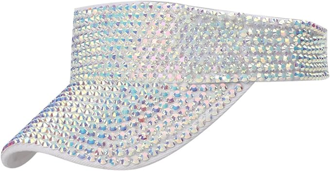 Photo 1 of Gudessly Shiny Rhinestones Sport Sun Visor Adjustable Summer Cap Visor Caps for Women Men
