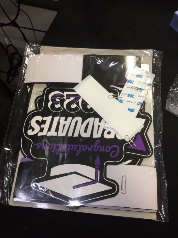 Photo 1 of 2023 Graduation Decorations Class of 2023 4-Pack Graduation Table Centerpiece Decorations - Double Sided Class of 2023 Graduation Party Decorations - 12” Purple Graduation Party Decorations 2023
