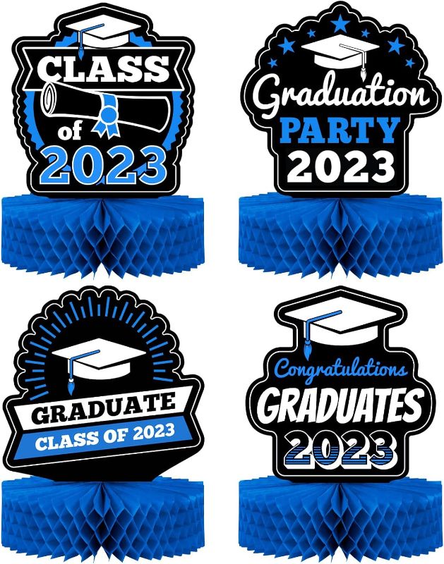 Photo 1 of 2023 Graduation Decorations Class of 2023 4-Pack Graduation Table Centerpiece Decorations - Double Sided Class of 2023 Graduation Party Decorations - 12” Blue Graduation Party Decorations 2023
