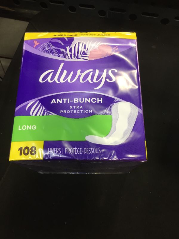 Photo 2 of Always Anti-Bunch Xtra Protection Daily Liners Long Unscented, Anti Bunch Helps You Feel Comfortable, 108 Count Long (108ct)