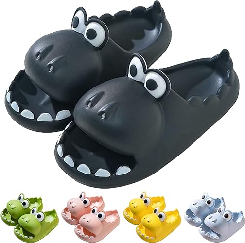 Photo 1 of Cute Dinosaur Slides Slippers for Women Men Adults Cartoon Soft Comfy Non-Slip Kids Cloud Slippers Toddler Boys Girls Open Toe Thick Sole Sandals Unisex Summer Beach Shower Home House Platform Shoes- MEN SIZE 7 
