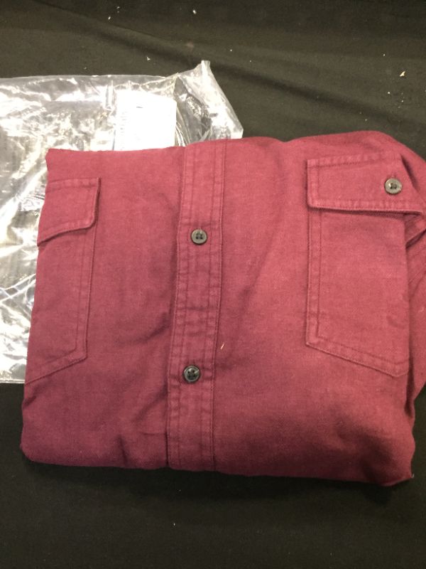 Photo 2 of Amazon Essentials Men's Slim-Fit Long-Sleeve Two-Pocket Flannel Shirt X-Large Burgundy Heather