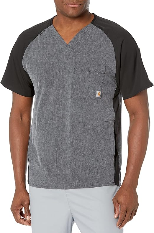 Photo 1 of Carhartt Scrubs C16106 Men's Force Modern Fit Twill Color-Block Top- SIZE L 
