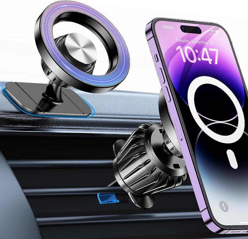 Photo 1 of for iPhone Magsafe car Mount,?20 Strong Magnets ?Magnetic Phone Holder for Car Dashboard? 360° Rotation ?Hands Free Mag Safe Phone Mount for Car Dash Fit iPhone 15 14 13 12 Pro Max Plus MagSafe Case
