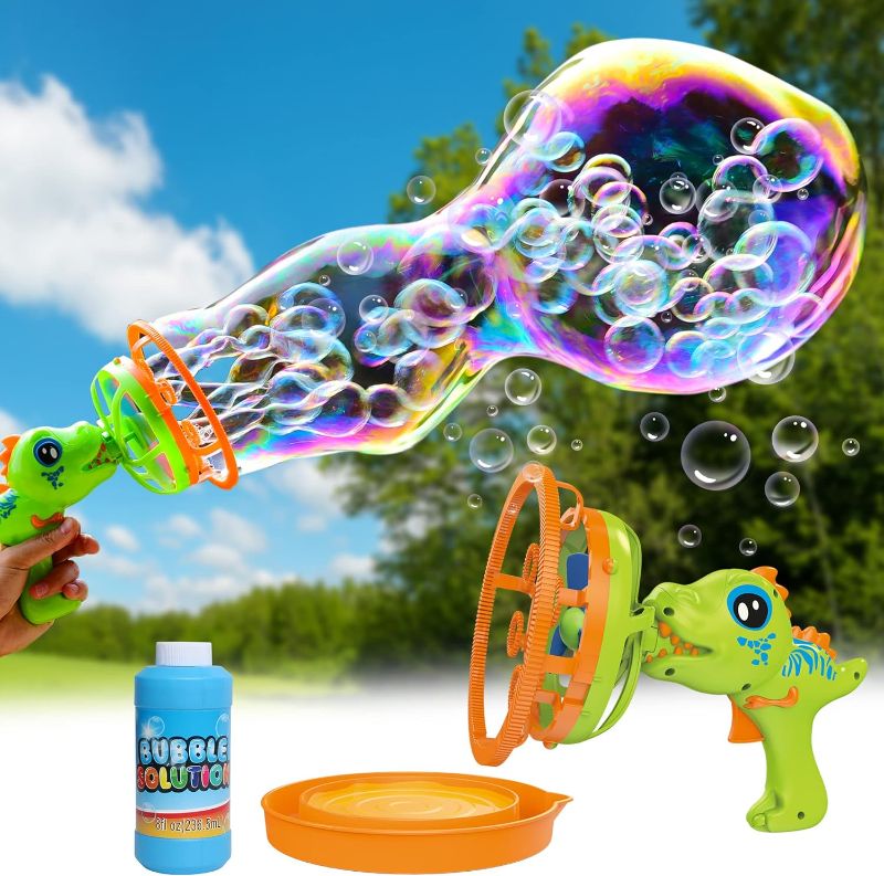 Photo 1 of Bubble Machine Bubble Gun for Kids - Giant Bubble Wand for Toddlers 1-3, Large Bubble Blower Maker Big Bubbles for Kids Age 4-8, Outdoor Outside Fun Dinosaur Bubbles Toys Birthday Gifts for Boys Girls
